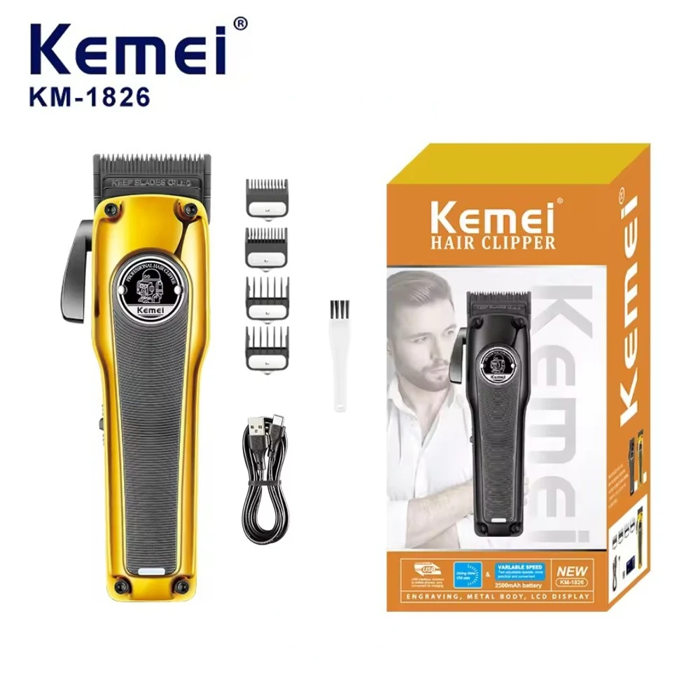 Kemei Hair Clipper Brushless Motor Haircut Machine Adjustable Electric Trimmer Professional Metal Hair Cutting Machine KM-1826
Kemei Hair Clipper Brushless Motor Haircut Machine Adjustable Electric Trimmer Professional Metal Hair Cutting Machine KM-1826