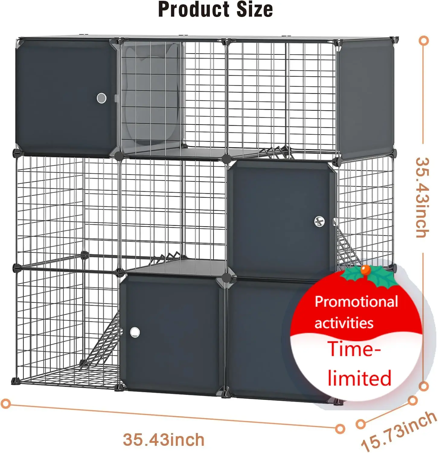 3-Tier Large Cat Enclosure Indoor & Outdoor with Litter Box, Detachable Multifunctional Catio Playpen - DIY Metal Wire Kennel Ca
3-Tier Large Cat Enclosure Indoor & Outdoor with Litter Box, Detachable Multifunctional Catio Playpen - DIY Metal Wire Kennel Ca
