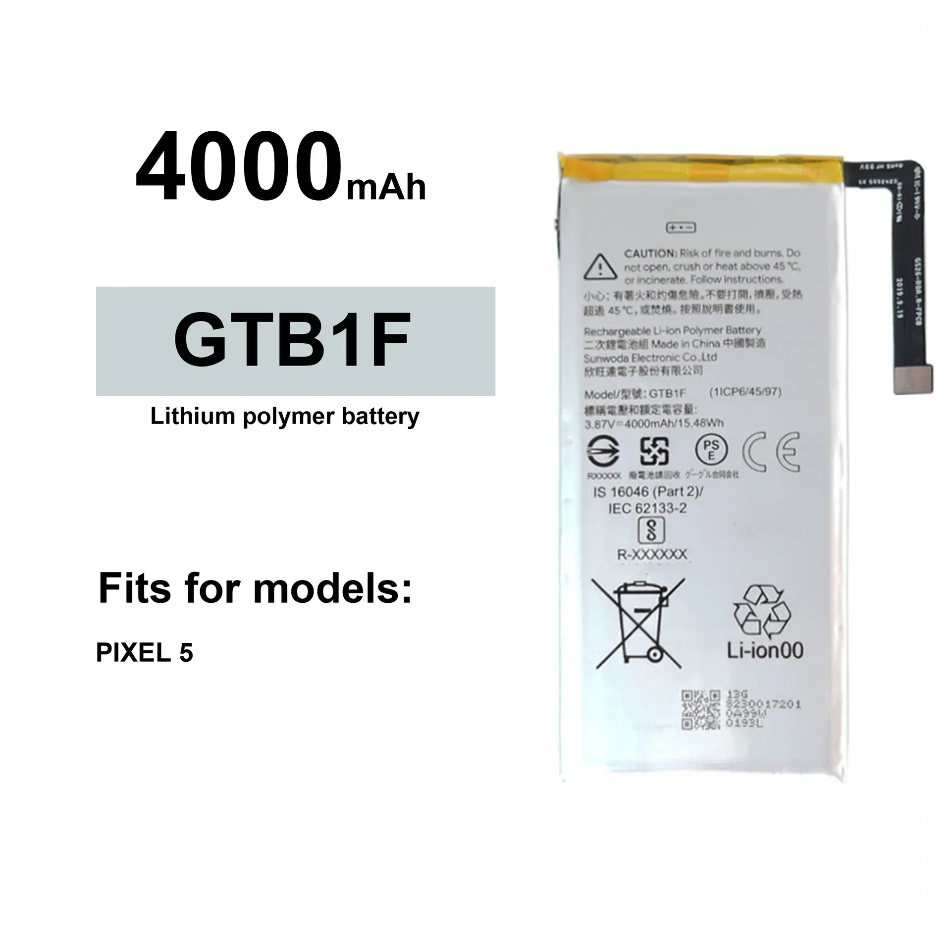 GTB1F 4000mAh Battery For Google Pixel 5 Pixel5 Batteries High Quality Battery + Free Tools
GTB1F 4000mAh Battery For Google Pixel 5 Pixel5 Batteries High Quality Battery + Free Tools