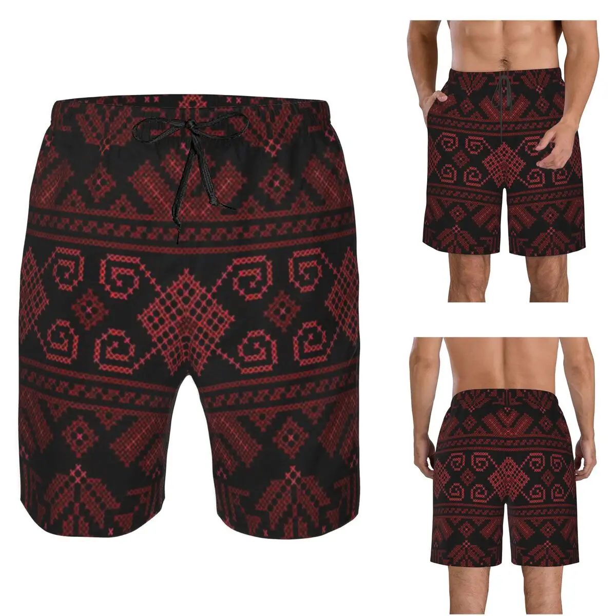 Palestinian Jordanian Traditional Realistic Embroidery Tatreez Trunks Beach Board Shorts Casual Quick Dry Swim Summer Men Pants
Palestinian Jordanian Traditional Realistic Embroidery Tatreez Trunks Beach Board Shorts Casual Quick Dry Swim Summer Men Pants