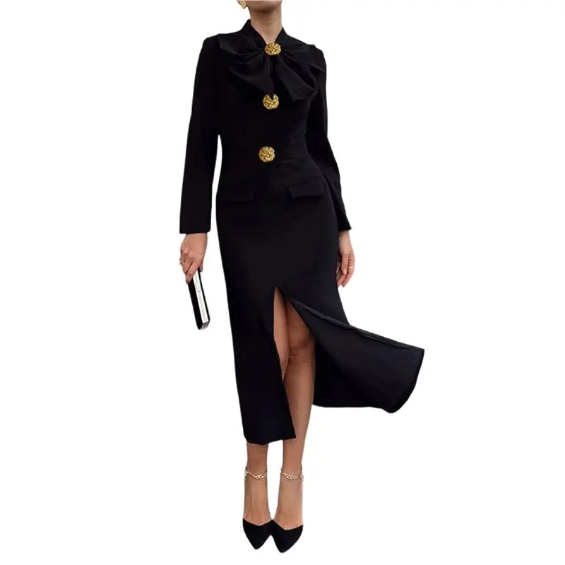 CYL-Women's Elegant Tied Buttoned Long Sleeve Slim Fit Midi Dress For Formal Events 2025
CYL-Women's Elegant Tied Buttoned Long Sleeve Slim Fit Midi Dress For Formal Events 2025