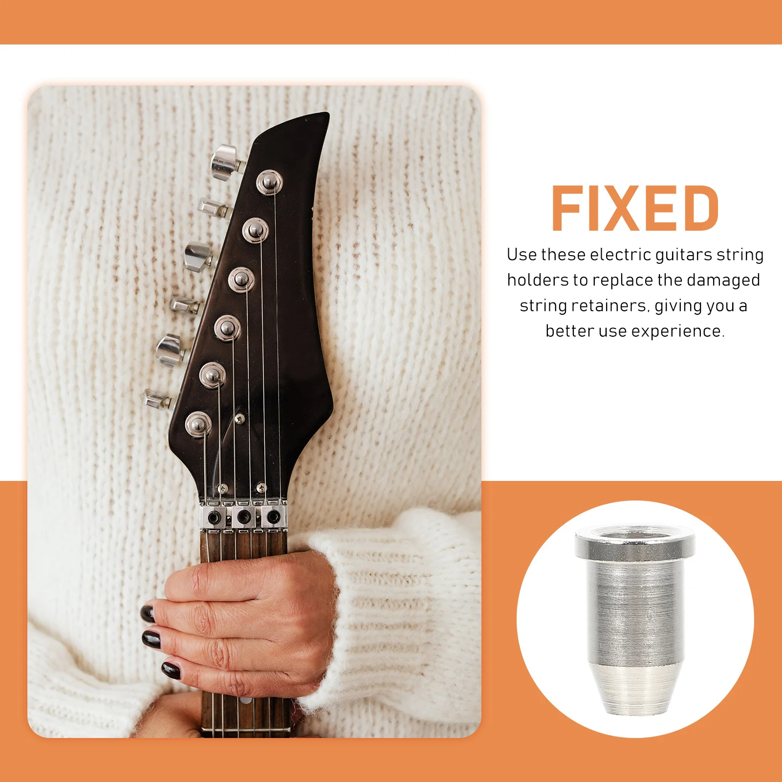 6Pcs Electric Guitar String Holders Metal Caps Improve Resonance Protect Strings Long-Lasting Guitar Accessories 
6Pcs Electric Guitar String Holders Metal Caps Improve Resonance Protect Strings Long-Lasting Guitar Accessories