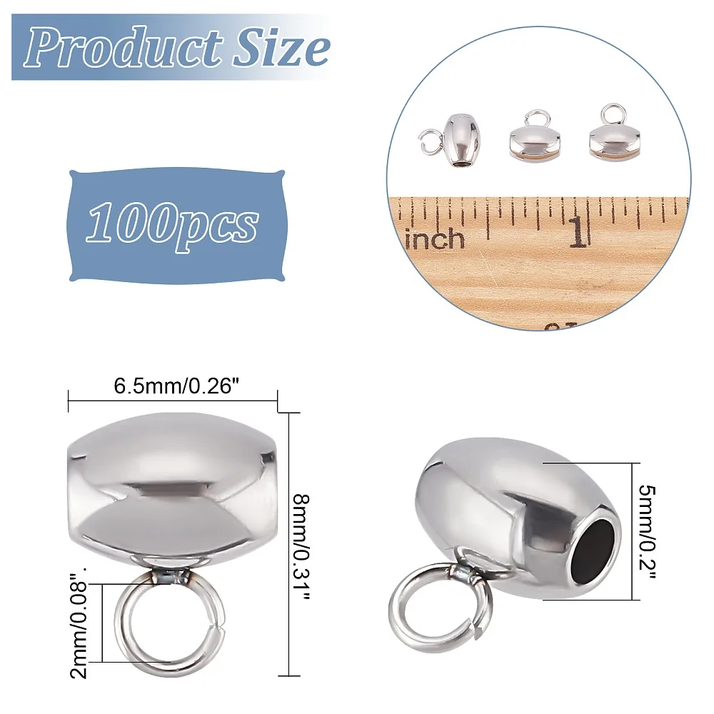 100Pcs 304 Stainless Steel Tube Bails Loop Bails Barrel Stainless Steel Color 8x6.5x5mm Hole: 2mm
100Pcs 304 Stainless Steel Tube Bails Loop Bails Barrel Stainless Steel Color 8x6.5x5mm Hole: 2mm