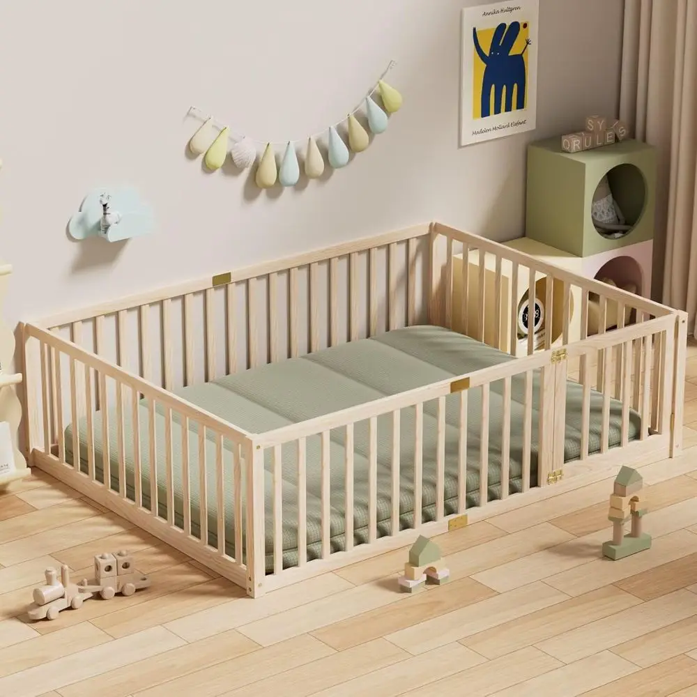 Full-Size Floor Bed with 21.6 High Sides, Solid Wood Multifunctional Storage Bed for Kids, No Slats, Natural
Full-Size Floor Bed with 21.6 High Sides, Solid Wood Multifunctional Storage Bed for Kids, No Slats, Natural