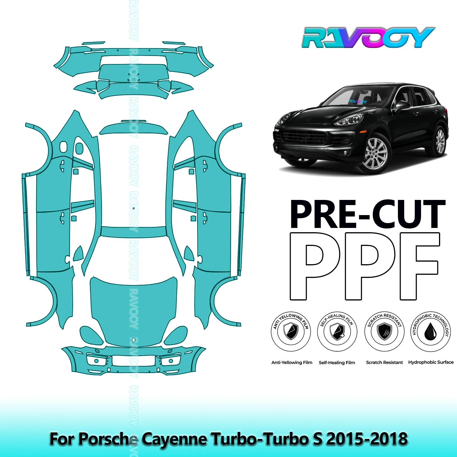 8.5Mil Precut PPF Paint Protection Film Full Vehicle Clear Bra For Porsche Cayenne Turbo-Turbo S 2015-2018
8.5Mil Precut PPF Paint Protection Film Full Vehicle Clear Bra For Porsche Cayenne Turbo-Turbo S 2015-2018