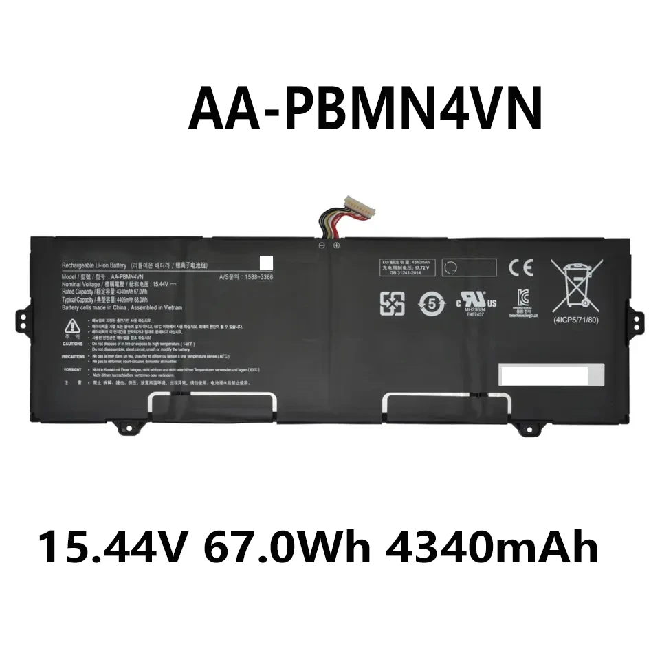 AA-PBMN4VN 15,44 В 48 Втч Аккумулятор для ноутбука Samsung Galaxy Book Pro 360 15 NP950QDB NP950XDB BA4300398 BA43-00398A Series
AA-PBMN4VN 15,44 В 48 Втч Аккумулятор для ноутбука Samsung Galaxy Book Pro 360 15 NP950QDB NP950XDB BA4300398 BA43-00398A Series