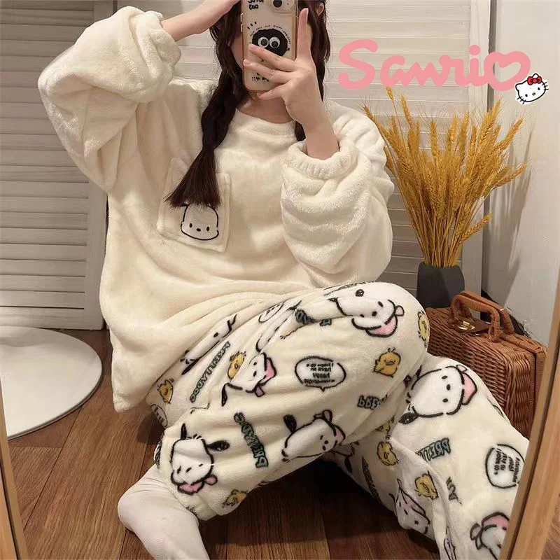 Sanrio Cartoon Coral Velvet Pajama Sets Kitty Pochacco Kawaii Women Winter Sleepwear Casual Home Suit Long Sleeve Y2k Girl Cloth
Sanrio Cartoon Coral Velvet Pajama Sets Kitty Pochacco Kawaii Women Winter Sleepwear Casual Home Suit Long Sleeve Y2k Girl Cloth