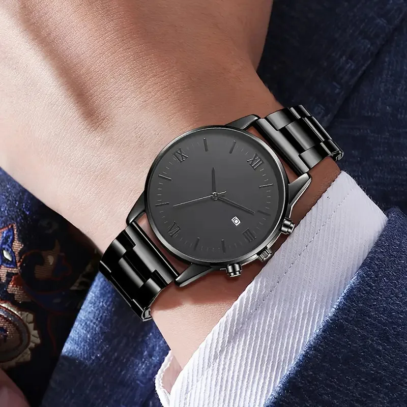 Luxury Men Business Quartz Watches 4pcs Set Gold Alloy Roman with Calendar Wrist Watch Cross Necklace Bracelet Ring Set Men Gift
Luxury Men Business Quartz Watches 4pcs Set Gold Alloy Roman with Calendar Wrist Watch Cross Necklace Bracelet Ring Set Men Gift