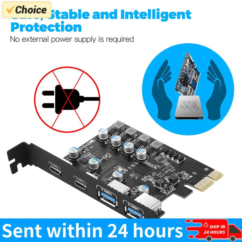PCIE Expansion Card 2*USB A Port+2*USB C Port/USB3.2 GEN1 Expansion Module Card for Windows7/8/10/11/MacOS/Linux