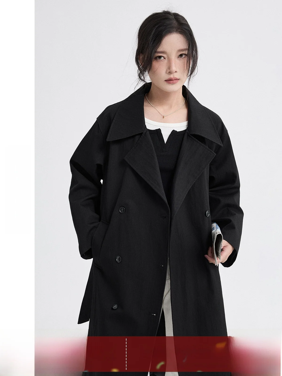 Black Windbreaker Jacket Women's 2026 New Spring Season Slimming Medium-Length Coat British Style Loose Fit Long Sleeve
Black Windbreaker Jacket Women's 2026 New Spring Season Slimming Medium-Length Coat British Style Loose Fit Long Sleeve