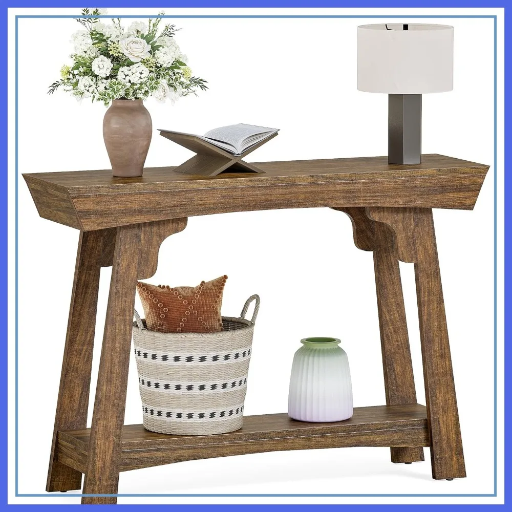 41-Inch Console Table with Storage, 2-Tier Sofa Table Behind Couch, Farmhouse Entryway Table for Living Room, Hallway, Rustic Brown
41-Inch Console Table with Storage, 2-Tier Sofa Table Behind Couch, Farmhouse Entryway Table for Living Room, Hallway, Rustic Brown