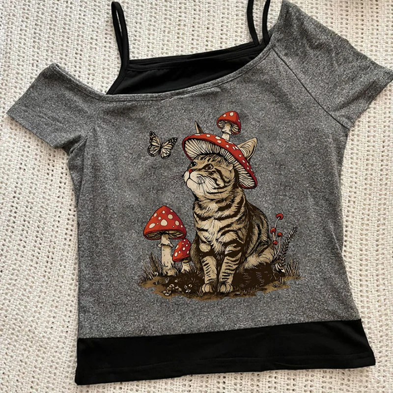 Gothic Creative Cat Pattern Print Crop Top Women Fashion Casual Slim Short Sleeve T-shirt Y2K Streetwear Harajuku Aesthetics Tee
Gothic Creative Cat Pattern Print Crop Top Women Fashion Casual Slim Short Sleeve T-shirt Y2K Streetwear Harajuku Aesthetics Tee