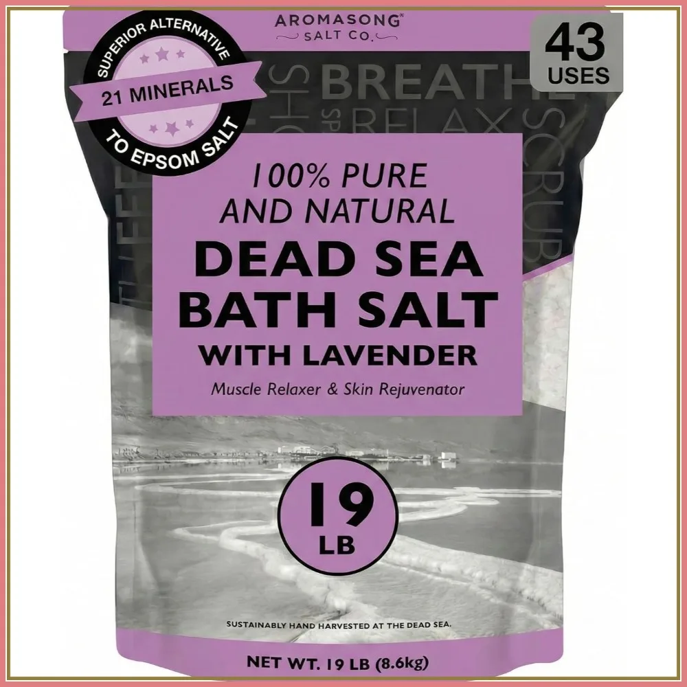 Pure Dead Sea Salt for Soaking with 100% Natural Lavender, 19 LB - Fine Grain Bath Salt, Body Scrub - Bulk Resealable Pack
Pure Dead Sea Salt for Soaking with 100% Natural Lavender, 19 LB - Fine Grain Bath Salt, Body Scrub - Bulk Resealable Pack