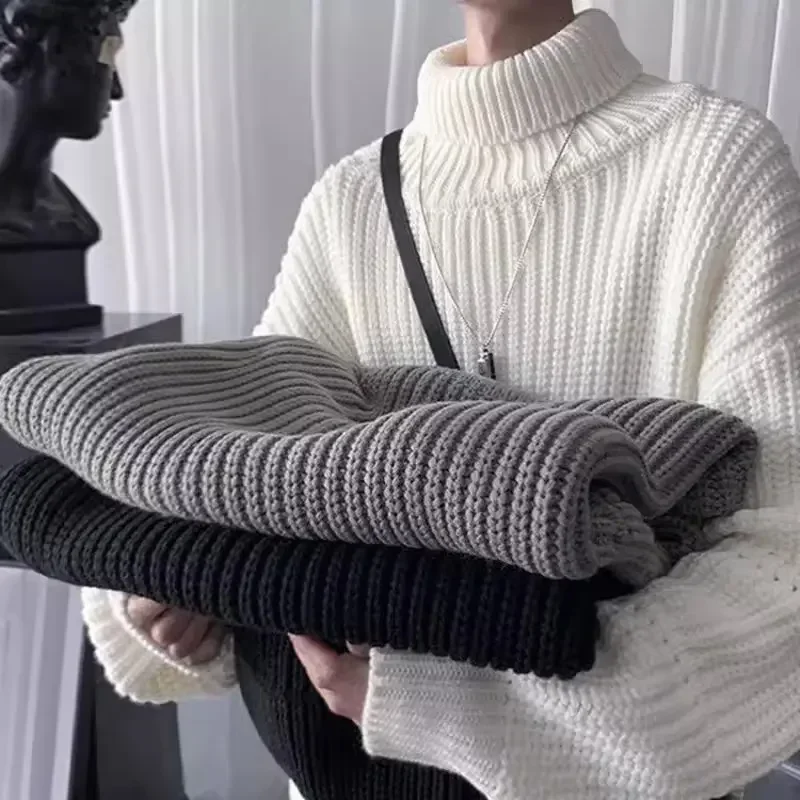 Men Pullovers Top Knitted Sweaters Turtleneck Full Sleeve Knit Thick Casual Loose Regular Tops Splice Simple Autumn Winter 2025
Men Pullovers Top Knitted Sweaters Turtleneck Full Sleeve Knit Thick Casual Loose Regular Tops Splice Simple Autumn Winter 2025