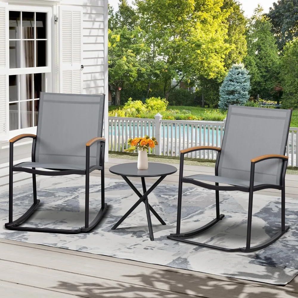 3 Piece Outdoor Rocking Bistro Set, Textilene Fabric Small Patio Furniture Set, Front Porch Rocker Chairs Conversation Set
3 Piece Outdoor Rocking Bistro Set, Textilene Fabric Small Patio Furniture Set, Front Porch Rocker Chairs Conversation Set