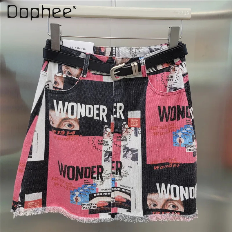 Summer New Fashion Hot Girl Retro Printed Denim Skirt Women High Waist A-line Slim Mini Skirt Street Style Trend Skirt Female
Summer New Fashion Hot Girl Retro Printed Denim Skirt Women High Waist A-line Slim Mini Skirt Street Style Trend Skirt Female