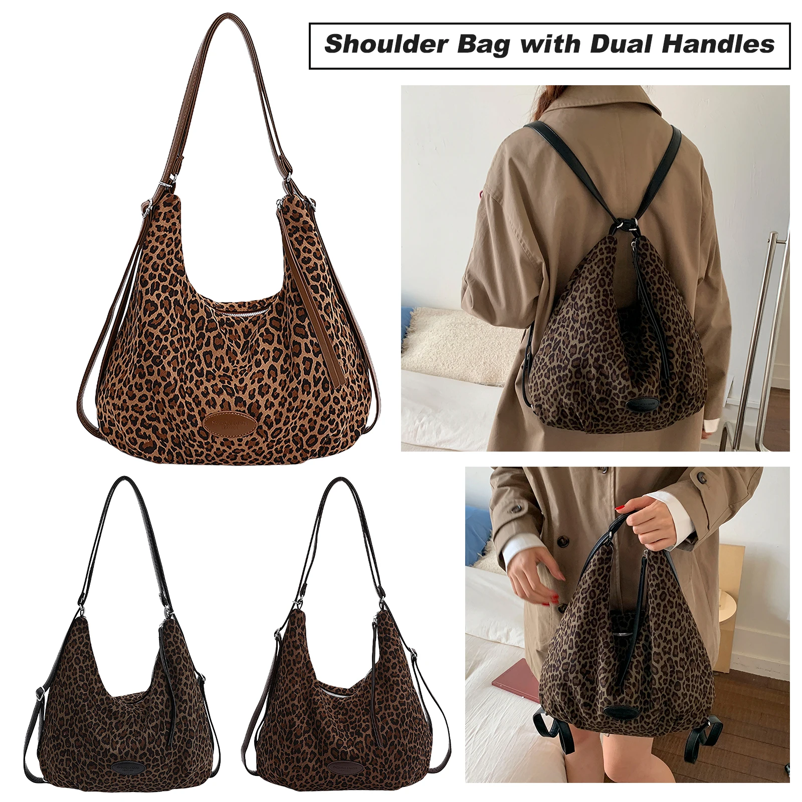 Faux Suede Tote Bag Adjustable Shoulder Strap Crescent Crossbody Bag Leopard Print Shoulder Bag for Women Travel Shopping Work
Faux Suede Tote Bag Adjustable Shoulder Strap Crescent Crossbody Bag Leopard Print Shoulder Bag for Women Travel Shopping Work