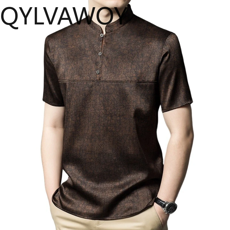 QYLVAWOY 90.8% Real Mulberry Silk Shirts for Man Stand Collar Men's Shirts Short Sleeve Shirt Loose T Shirt Tops Vintage Clothes
QYLVAWOY 90.8% Real Mulberry Silk Shirts for Man Stand Collar Men's Shirts Short Sleeve Shirt Loose T Shirt Tops Vintage Clothes