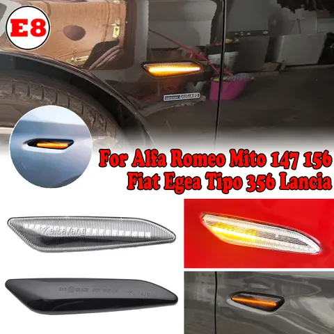 2Pieces Dynamic LED Side Marker Light Turn Signal Blinker Indicator Lamp For Alfa Romeo Mito 147 156 Fiat Egea Tipo 356 Lancia