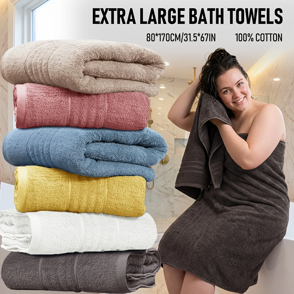 4pcs Extra Large Bath Towels Set, 100%Cotton Towels, 80*170cm/31.5*67in, 550GSM, Solid Color, Multiple Colors, Absorbent, Quick-
4pcs Extra Large Bath Towels Set, 100%Cotton Towels, 80*170cm/31.5*67in, 550GSM, Solid Color, Multiple Colors, Absorbent, Quick-