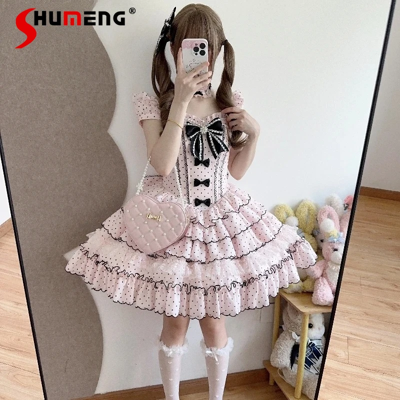 Sweet Princess Style Pink Polka Dot Lolita Dress Set New Japanese Girl's Woman's Slim Fit Sweet Elegant Cute Bow Birthday Dress
Sweet Princess Style Pink Polka Dot Lolita Dress Set New Japanese Girl's Woman's Slim Fit Sweet Elegant Cute Bow Birthday Dress