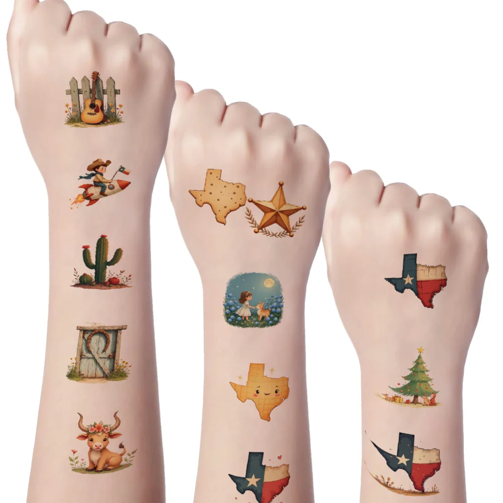 63 шт., ковбойские сапоги с временной татуировкой, водонепроницаемые, долговечные, наклейки на тело, гитара, искусство, кантри, мультяшная ковбойская шляпа для детей
63 шт., ковбойские сапоги с временной татуировкой, водонепроницаемые, долговечные, наклейки на тело, гитара, искусство, кантри, мультяшная ковбойская шляпа для детей