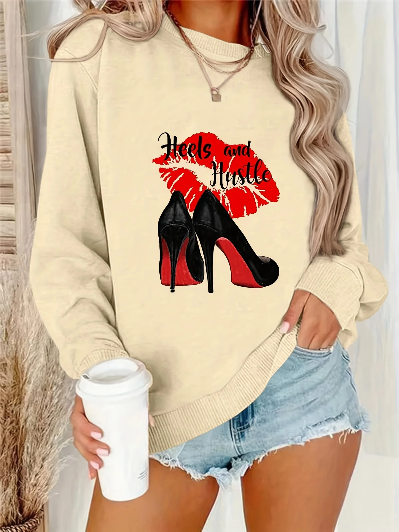Autumn Winter Sweatshirt Women Heels and Red Lips Print Long Sleeve Pullover Loose Tops Fashion Cozy Casual Clothes
Autumn Winter Sweatshirt Women Heels and Red Lips Print Long Sleeve Pullover Loose Tops Fashion Cozy Casual Clothes