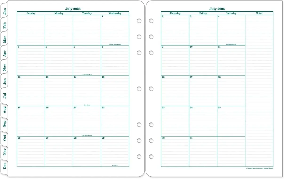 Ring-Bound Planner Refill with Monthly Tabs for Monarch Binder, Jul 2026 - Jun 2027
Ring-Bound Planner Refill with Monthly Tabs for Monarch Binder, Jul 2026 - Jun 2027