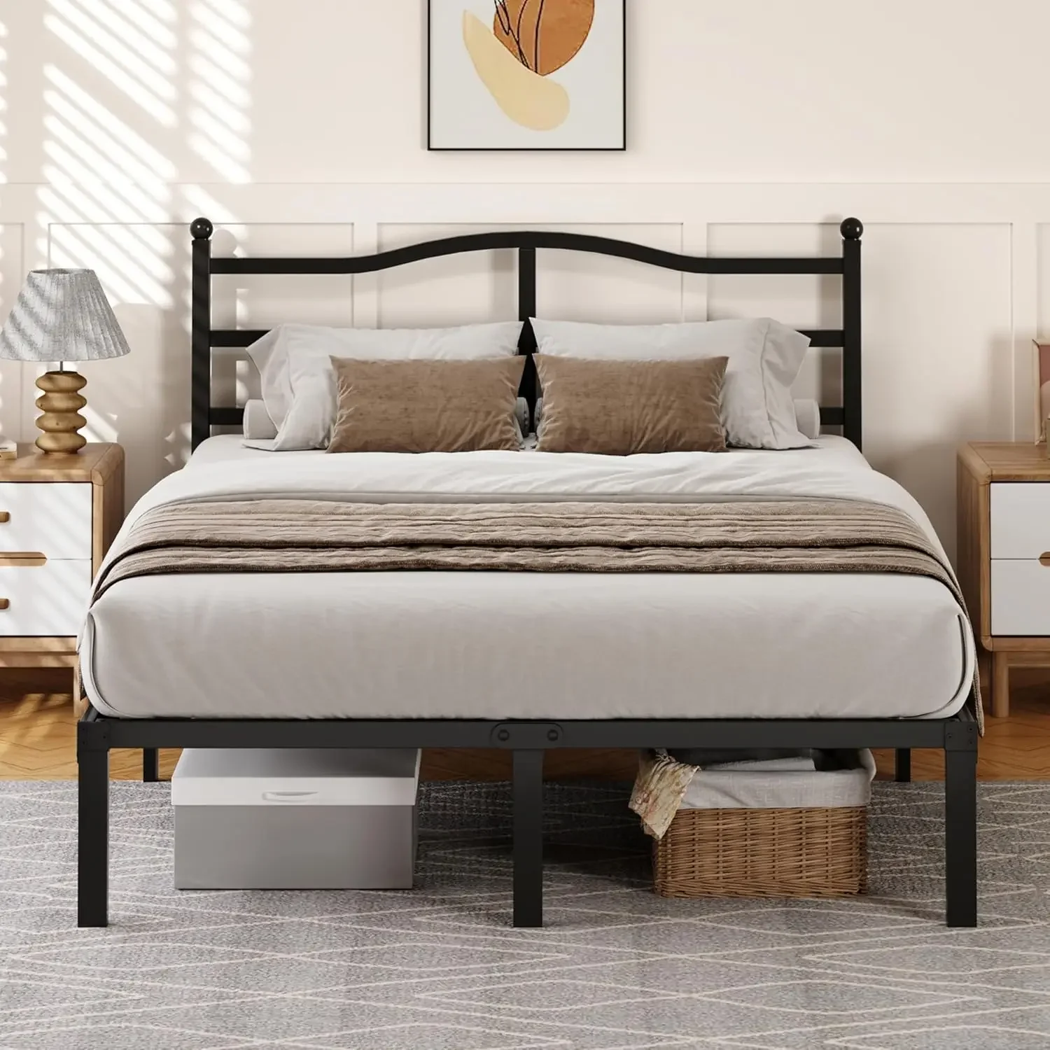 Queen Bed Frame with Headboard, Heavy Duty Metal Platform, No Box Spring Needed, Easy Assembly, Noise Free
Queen Bed Frame with Headboard, Heavy Duty Metal Platform, No Box Spring Needed, Easy Assembly, Noise Free
