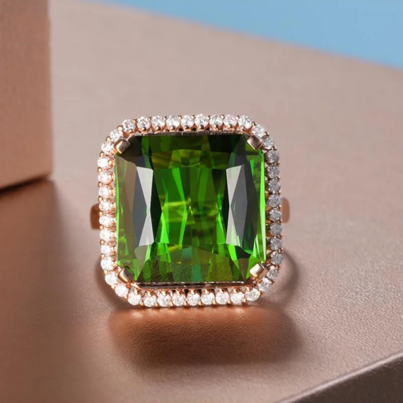 New Princess Square Emerald Tourmaline Elegant Open Ring for Women Jewelry
New Princess Square Emerald Tourmaline Elegant Open Ring for Women Jewelry