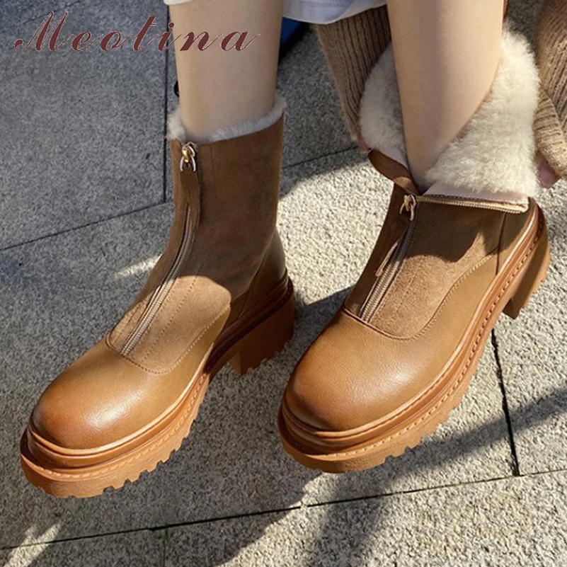 Meotina Women Genuine Leather Ankle Fur Wool Snow Boots Round Toe Block Mid Heel Zipper Ladies Short Boot Autumn Winter Shoes
Meotina Women Genuine Leather Ankle Fur Wool Snow Boots Round Toe Block Mid Heel Zipper Ladies Short Boot Autumn Winter Shoes
