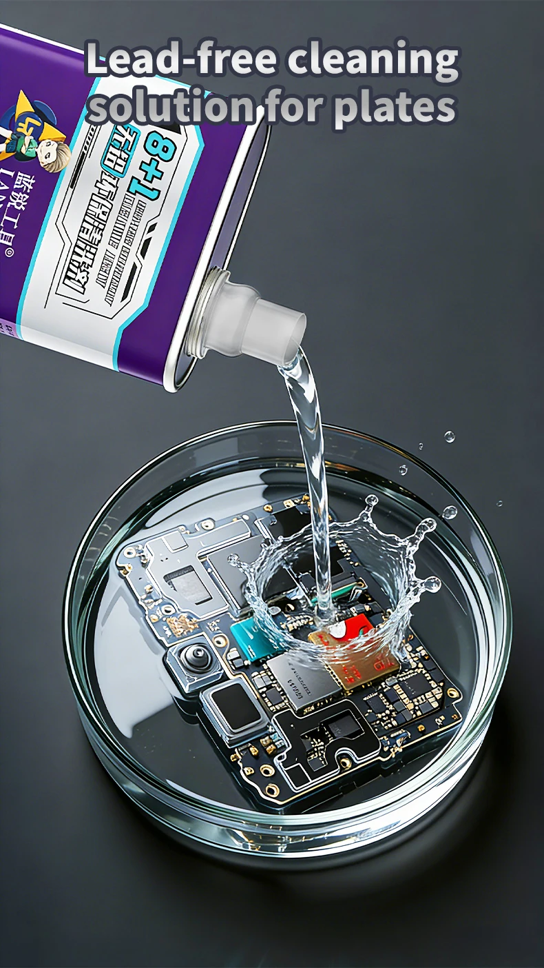 Lanrui 8+1 Strong Cleaning Agent Lead-free Washing Water Used for Cleaning Residual Stains on Circuit Boards
Lanrui 8+1 Strong Cleaning Agent Lead-free Washing Water Used for Cleaning Residual Stains on Circuit Boards
