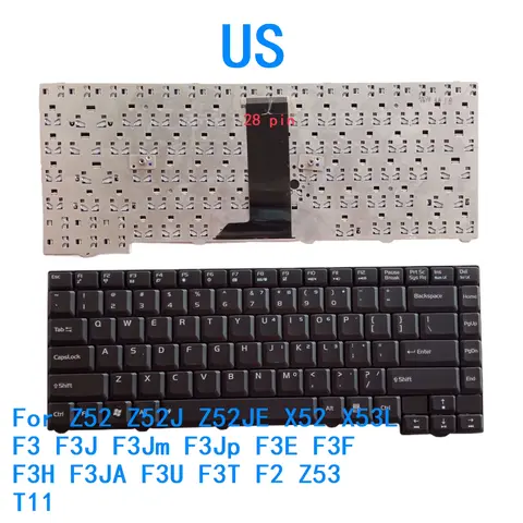 Nuevo teclado en idioma estadounidense para ASUS Z52 Z52J Z52JE X52 X53L F3 F3J F3Jm F3Jp F3E F3F F3H F3JA F3U F3T F2 Z53 T11