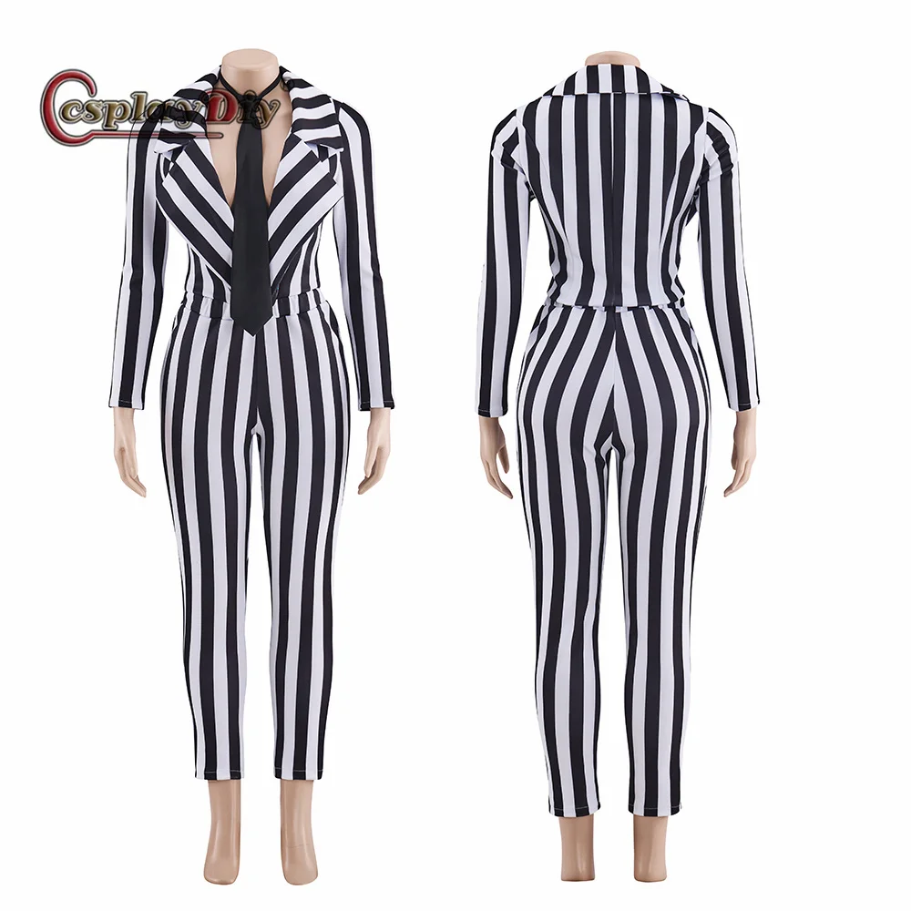 Woman's Black and White Striped Top Pants Suit Halloween Cosplay Stage Show Outfit
Woman's Black and White Striped Top Pants Suit Halloween Cosplay Stage Show Outfit