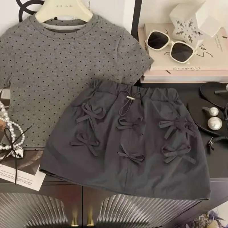 Girls' Short Sleeve Set Summer2025New Trendy Children's Fashionable Summer Outfit Little Girl's Half Skirt Two-Piece Set Stylish
Girls' Short Sleeve Set Summer2025New Trendy Children's Fashionable Summer Outfit Little Girl's Half Skirt Two-Piece Set Stylish