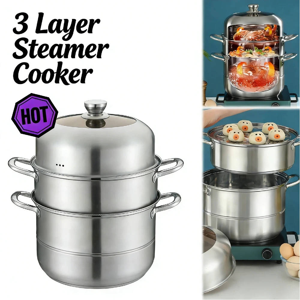 Пароварка-кастрюля из нержавеющей стали 410 с корзиной для приготовления на пару, трехслойным дном, ручкой и вентилируемой крышкой, пригодная для мытья в посудомоечной машине, для кухни
Пароварка-кастрюля из нержавеющей стали 410 с корзиной для приготовления на пару, трехслойным дном, ручкой и вентилируемой крышкой, пригодная для мытья в посудомоечной машине, для кухни