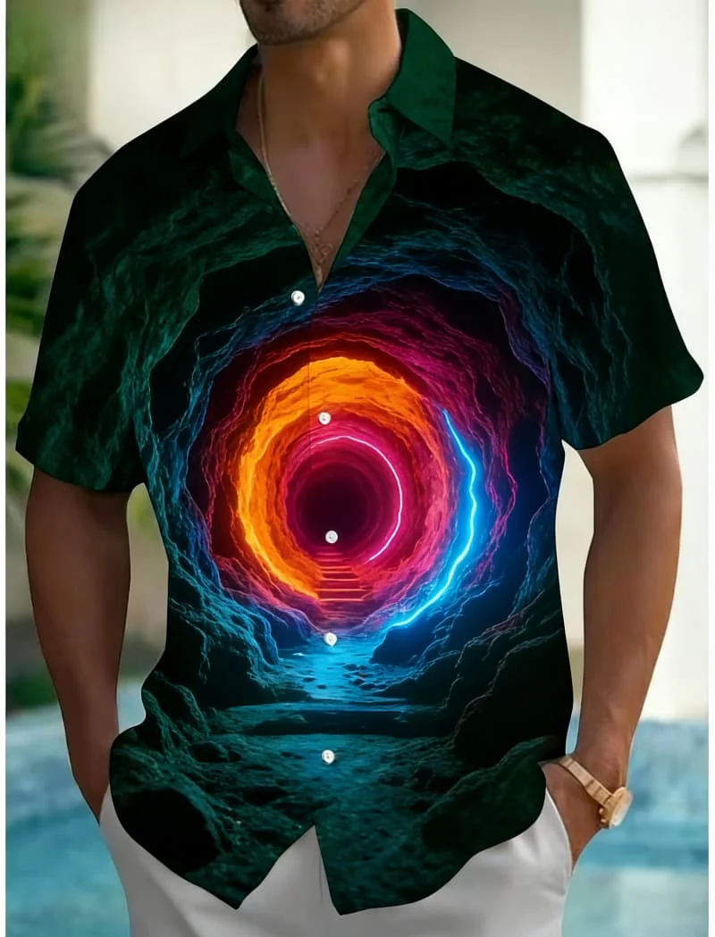 Men's Stylish Exquisite 3D Tunnel Print Short Sleeve Shirt Casual Fashion For Daily Vacation And Urban Street Outfits
Men's Stylish Exquisite 3D Tunnel Print Short Sleeve Shirt Casual Fashion For Daily Vacation And Urban Street Outfits
