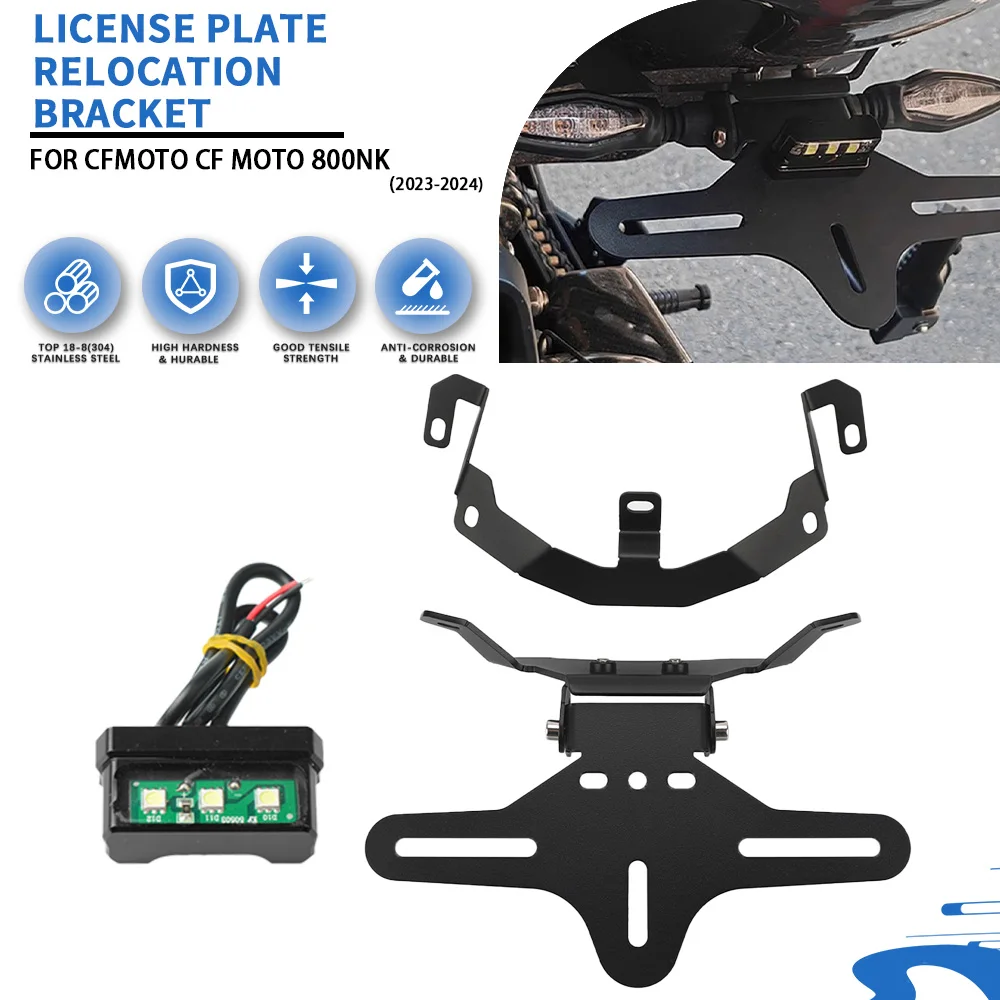 For CFMOTO 800nk NK800 2023 2024 2025 Motorcycle License Plate Holder Bracket Tidy Fender Eliminator Tail Signal Lamp Plate
For CFMOTO 800nk NK800 2023 2024 2025 Motorcycle License Plate Holder Bracket Tidy Fender Eliminator Tail Signal Lamp Plate