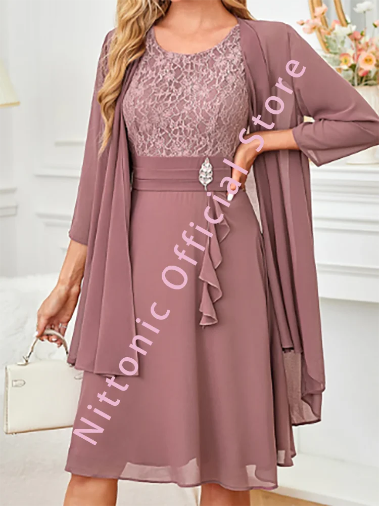 Elegant O-Neck Lace Pleat A-Line Mother Of Bride Wedding Dresses Bridal Gowns Customized
Elegant O-Neck Lace Pleat A-Line Mother Of Bride Wedding Dresses Bridal Gowns Customized