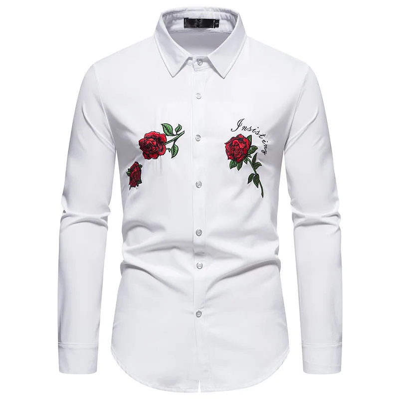 Red Rose Embroidery Mens Shirts 2023 Autumn New Long Sleeve Slim Fit Button Down Shirt Party Wedding Banquet Dress Shirt Hombre
Red Rose Embroidery Mens Shirts 2023 Autumn New Long Sleeve Slim Fit Button Down Shirt Party Wedding Banquet Dress Shirt Hombre