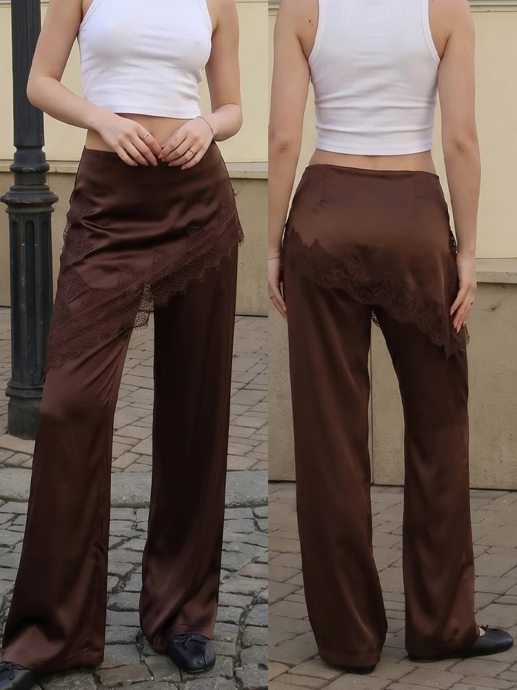 HH Spring Autumn Women Patchwork Pants Asymmetrical Lace Splicing Brown Side Zipper Wide Leg Pants Casual Lady Streetwear Pant
HH Spring Autumn Women Patchwork Pants Asymmetrical Lace Splicing Brown Side Zipper Wide Leg Pants Casual Lady Streetwear Pant