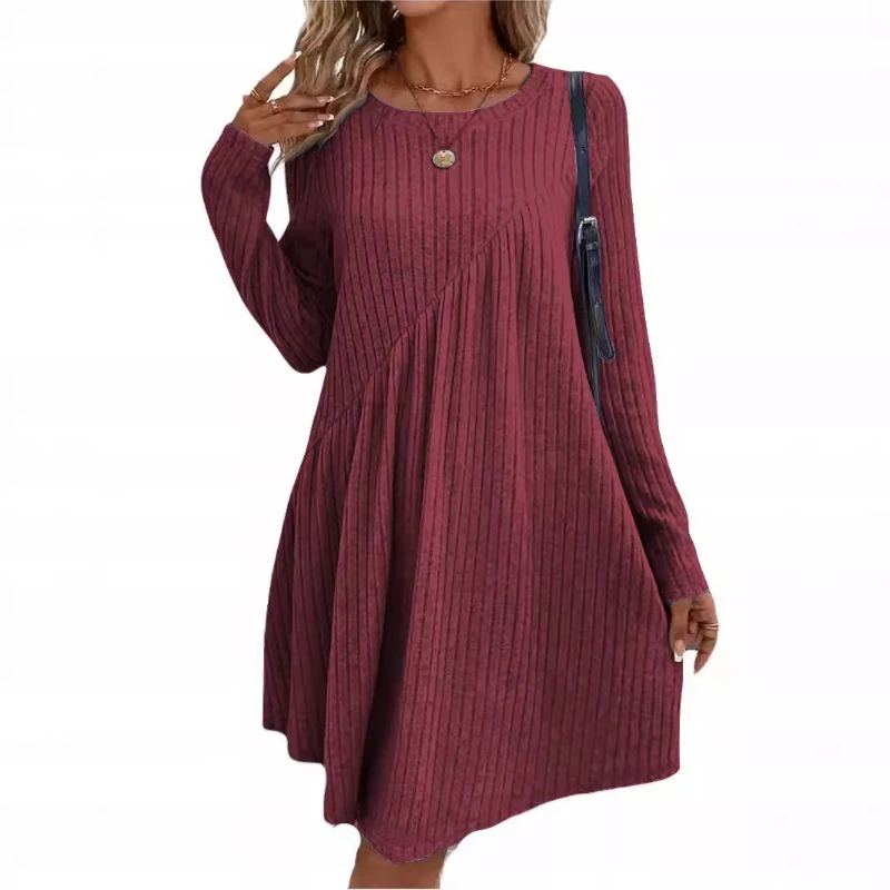 Bohemian Irregular Sanding Pit Solid Color Dress Women's Dress in Autumn and Winter of 2025
Bohemian Irregular Sanding Pit Solid Color Dress Women's Dress in Autumn and Winter of 2025
