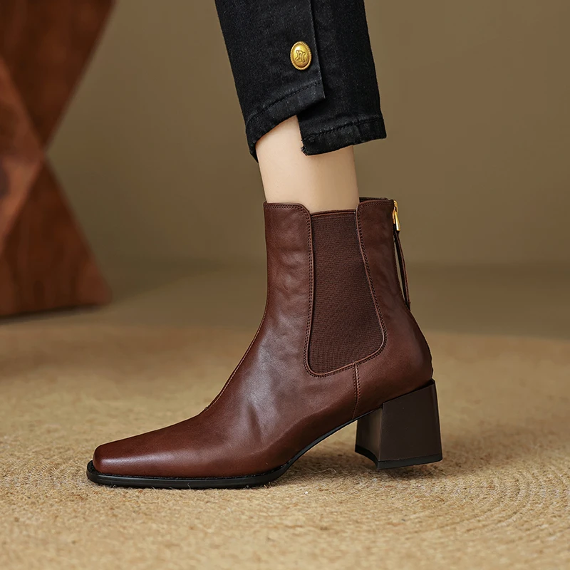 NEW Autumn Women Shoes Square Toe Chunky Heel Boots Genuine Leather Shoes for Women High Heel Ankle Boots Spring Designer Boots
NEW Autumn Women Shoes Square Toe Chunky Heel Boots Genuine Leather Shoes for Women High Heel Ankle Boots Spring Designer Boots