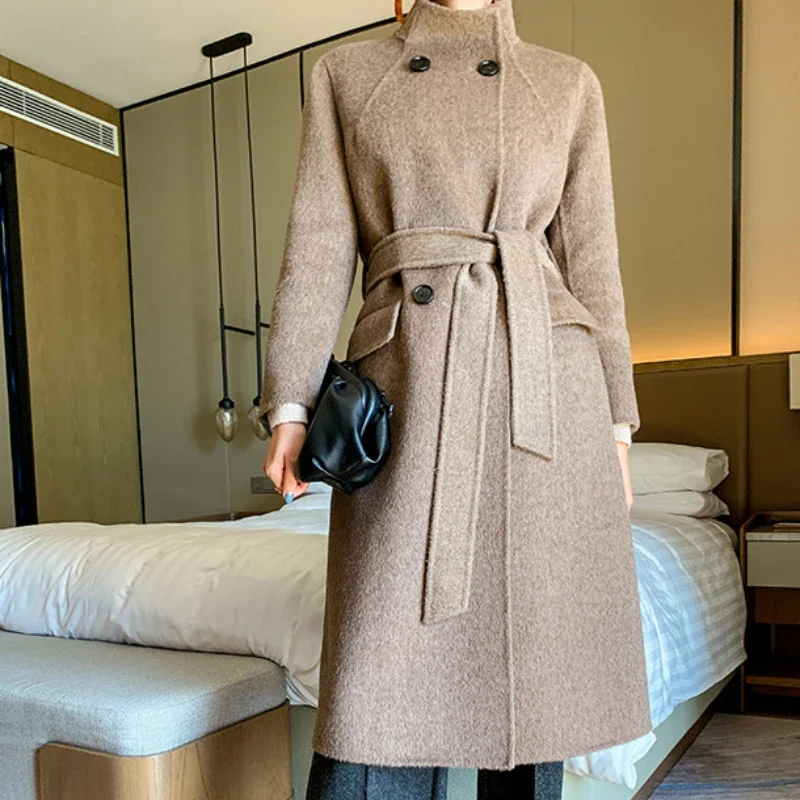 Woolen Coat Women Clothing Double-sided Cashmere Coat Lace-up Trench Jacket Female Mid-length High-end Alpaca Wool Lq
Woolen Coat Women Clothing Double-sided Cashmere Coat Lace-up Trench Jacket Female Mid-length High-end Alpaca Wool Lq