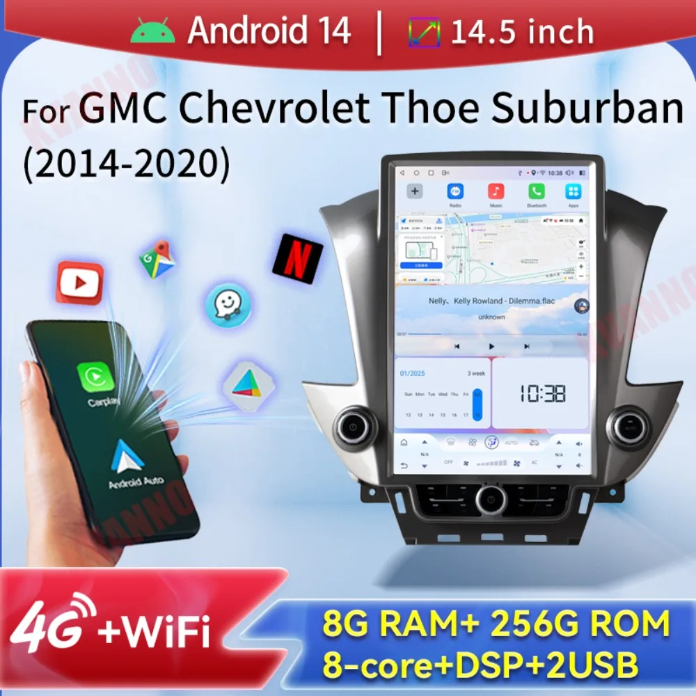 Wireless Carplay 14.5" For GMC Chevrolet Thoe Suburban 2014-2020 Android 14 Car Radio Multimedia Video Player BT GPS Auto Screen
Wireless Carplay 14.5" For GMC Chevrolet Thoe Suburban 2014-2020 Android 14 Car Radio Multimedia Video Player BT GPS Auto Screen