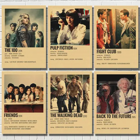 Película clásica Joker The Walking Dead La La Land The 100 papel kraft cartel adhesivo de pared de alta calidad