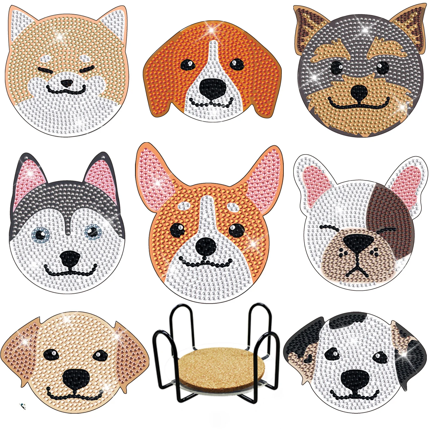 8-piece set of fashionable diamond painting coasters, round, fully diamond-studded acrylic coffee cup heat pads, home decoration
8-piece set of fashionable diamond painting coasters, round, fully diamond-studded acrylic coffee cup heat pads, home decoration