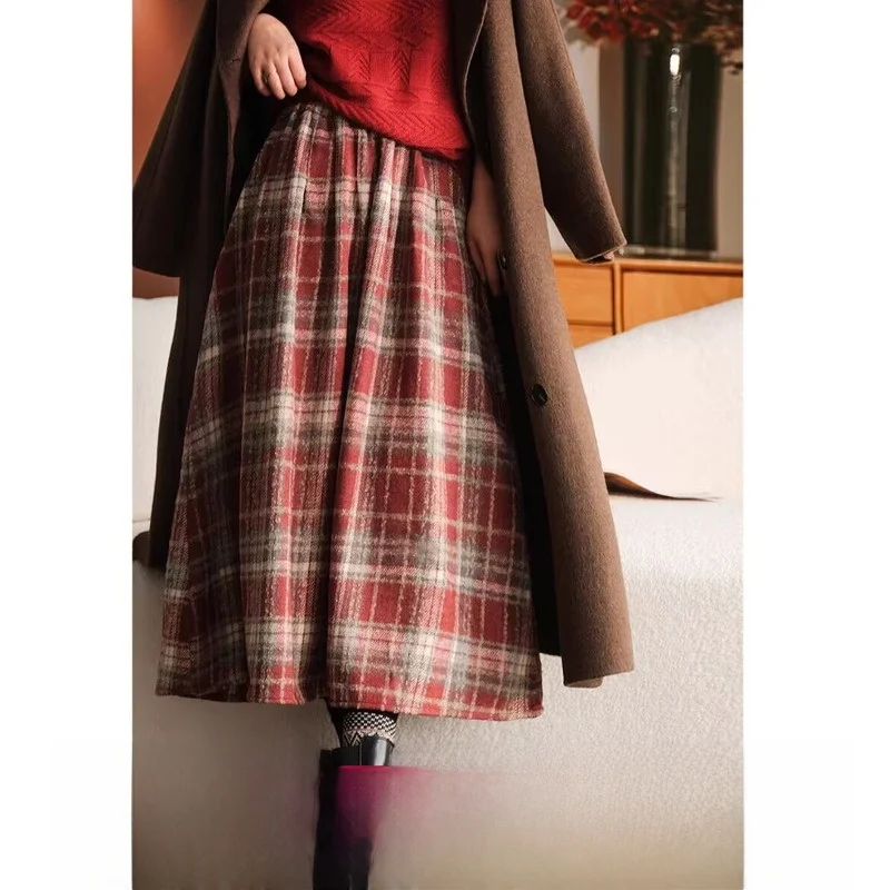 Thiened Woolen Plaid Elastic Waist f Skirt Retro Artistic A-Line Skirt Women's Quali Button Long Commute Casual Cotton...
Thiened Woolen Plaid Elastic Waist f Skirt Retro Artistic A-Line Skirt Women's Quali Button Long Commute Casual Cotton...