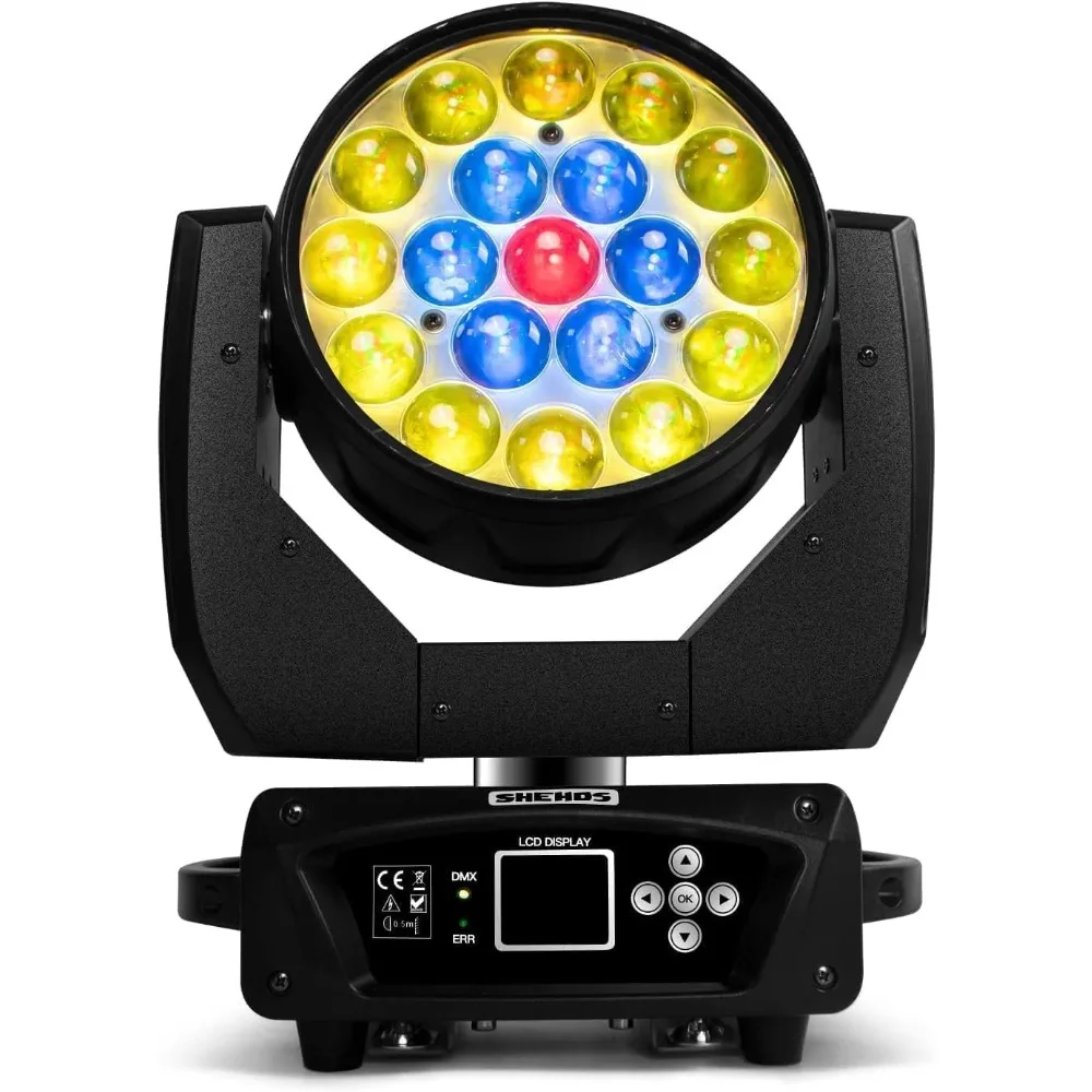 Moving Head Light LED 19x15W RGB, 4in1 Beam/Wash/Zoom Effect Stage Lights Professional DMX512, Sound Activated Control DJ Lights
Moving Head Light LED 19x15W RGB, 4in1 Beam/Wash/Zoom Effect Stage Lights Professional DMX512, Sound Activated Control DJ Lights