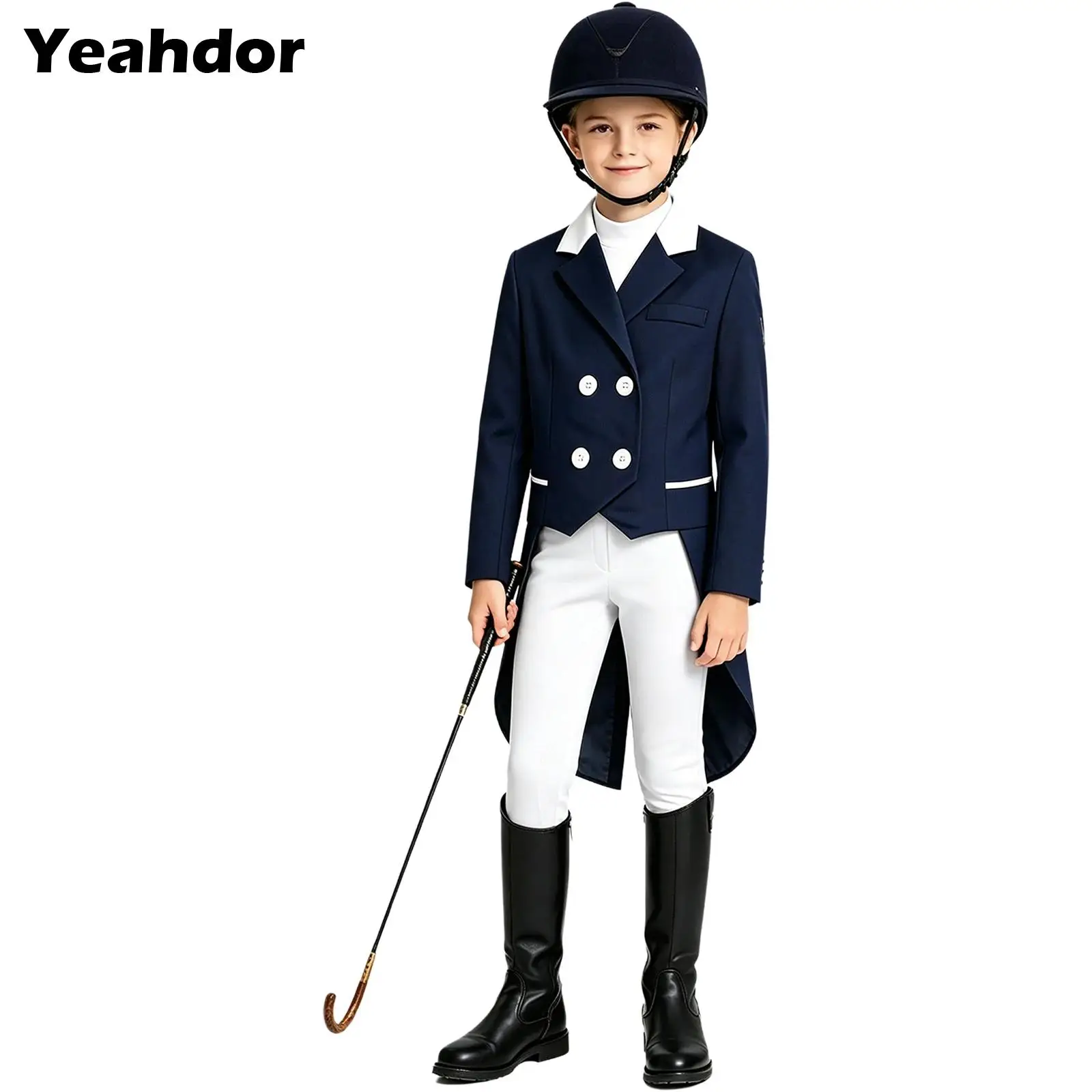 Kids Girls Horse Riding Tailcoat Long Sleeve Equestrian Coat Contrasting Jacket Lapel Collar Button Irregular Hem Outerwear
Kids Girls Horse Riding Tailcoat Long Sleeve Equestrian Coat Contrasting Jacket Lapel Collar Button Irregular Hem Outerwear